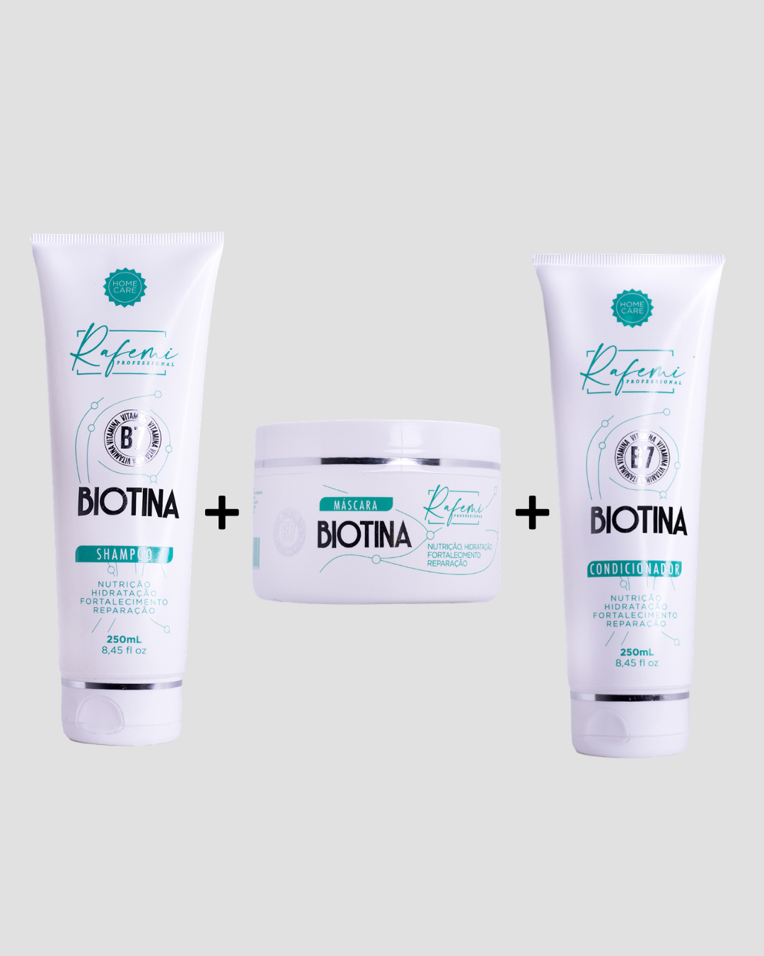 Kit Biotina B7 | Home Care | Shampoo 250ml + Condicionador 250ml + Máscara 250g