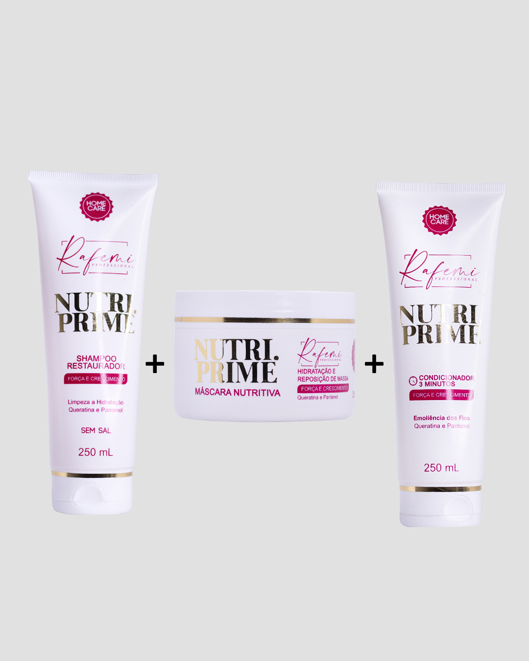 Kit Nutri Prime | Home Care | Shampoo 250ml + Condicionador 250ml + Máscara 250g